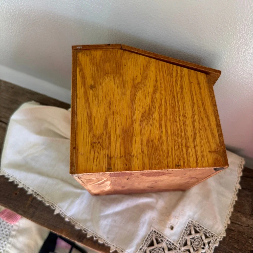 Vintage Handcrafted Wood Burned Recipe Box Hummingbird Sara's Recipes Folk Art